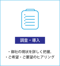 【調査・導入】御社の現状を詳しく把握。ご希望・ご要望のヒアリングを行います